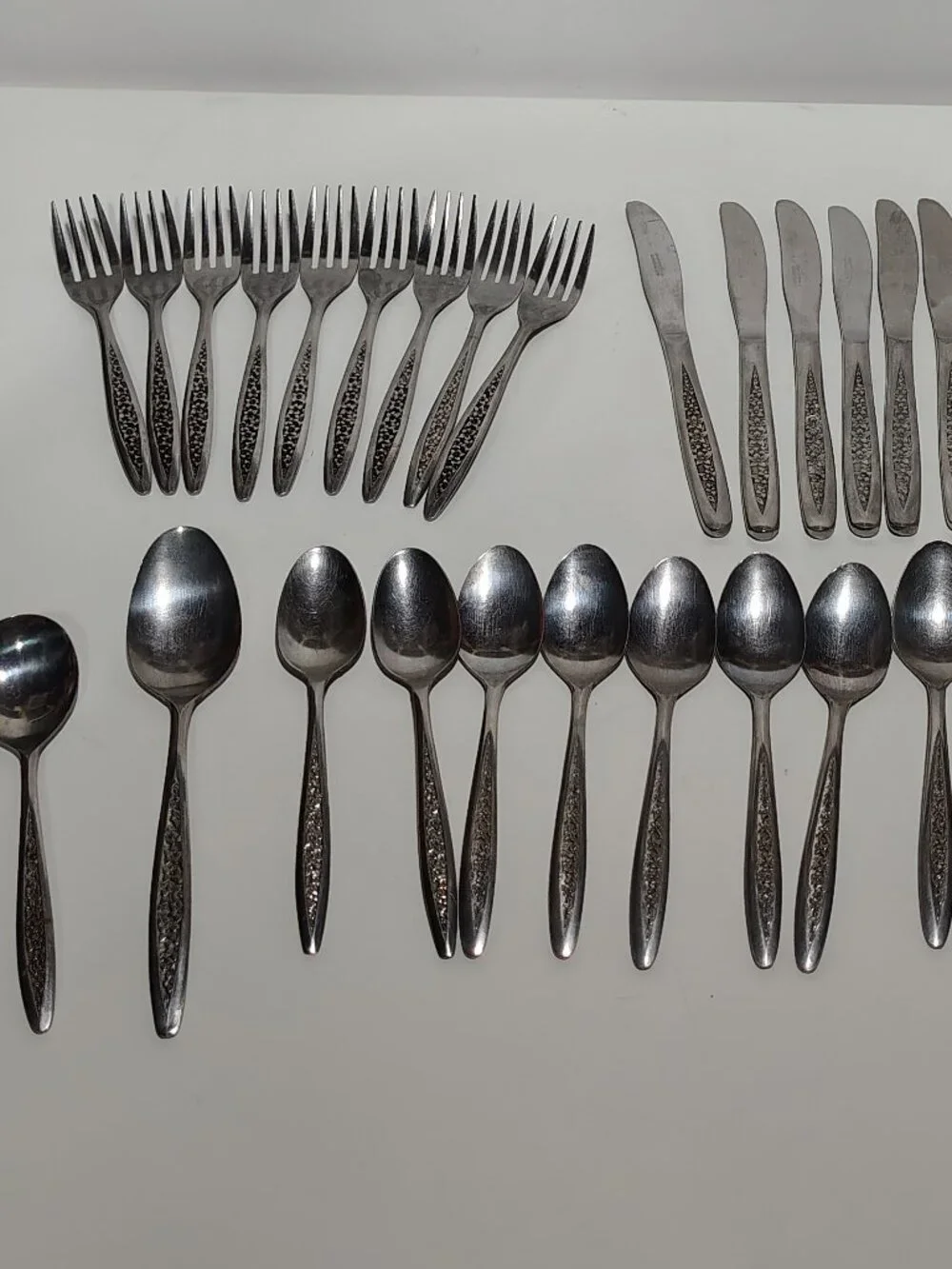 Vintage Customcraft Petal Lane Stainless Flatware 30 Pc Floral Silverware Set